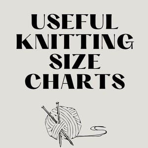 PDF: Knitting Needle Conversion Chart with Chest Size and Yarn Information
