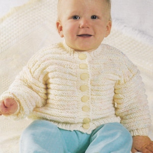 vintage knitting pattern for baby cardigan and sweater 16 to 24 inch chest, PDF download, dk 8 ply