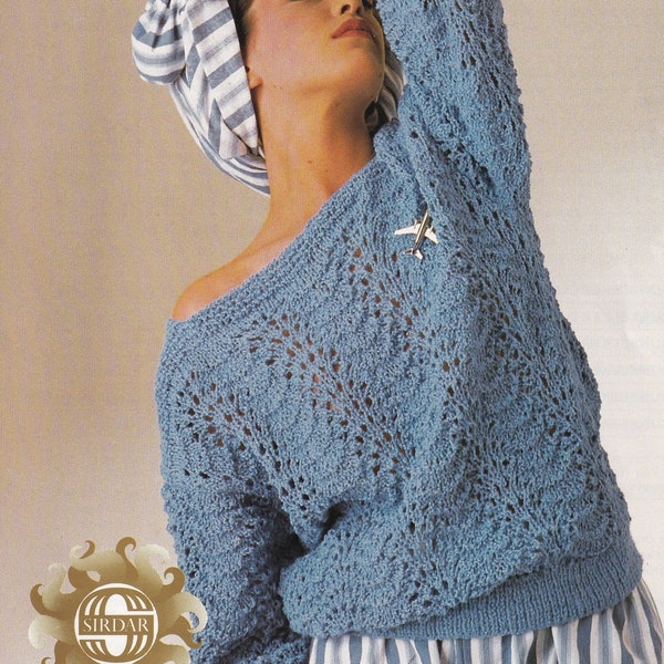 modèle de tricot vintage des années 1980 pour pull d'été pour dames - Téléchargement instantané PDF