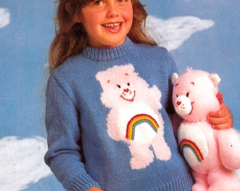 vintage Care Bears sweater and toy knitting pattern - child sizes