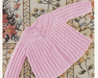 vintage knitting pattern for baby matinee jacket style cardigan