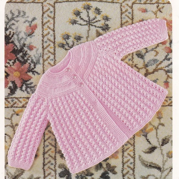 vintage knitting pattern for baby matinee jacket style cardigan