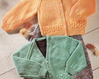 baby cardigans knitting pattern - v and round neck