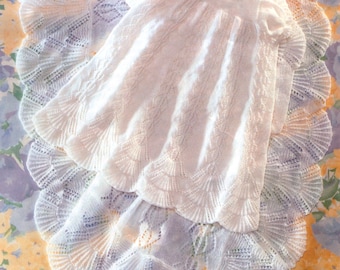 vintage baby christening gown and shawl set knitting pattern - 3 ply wool