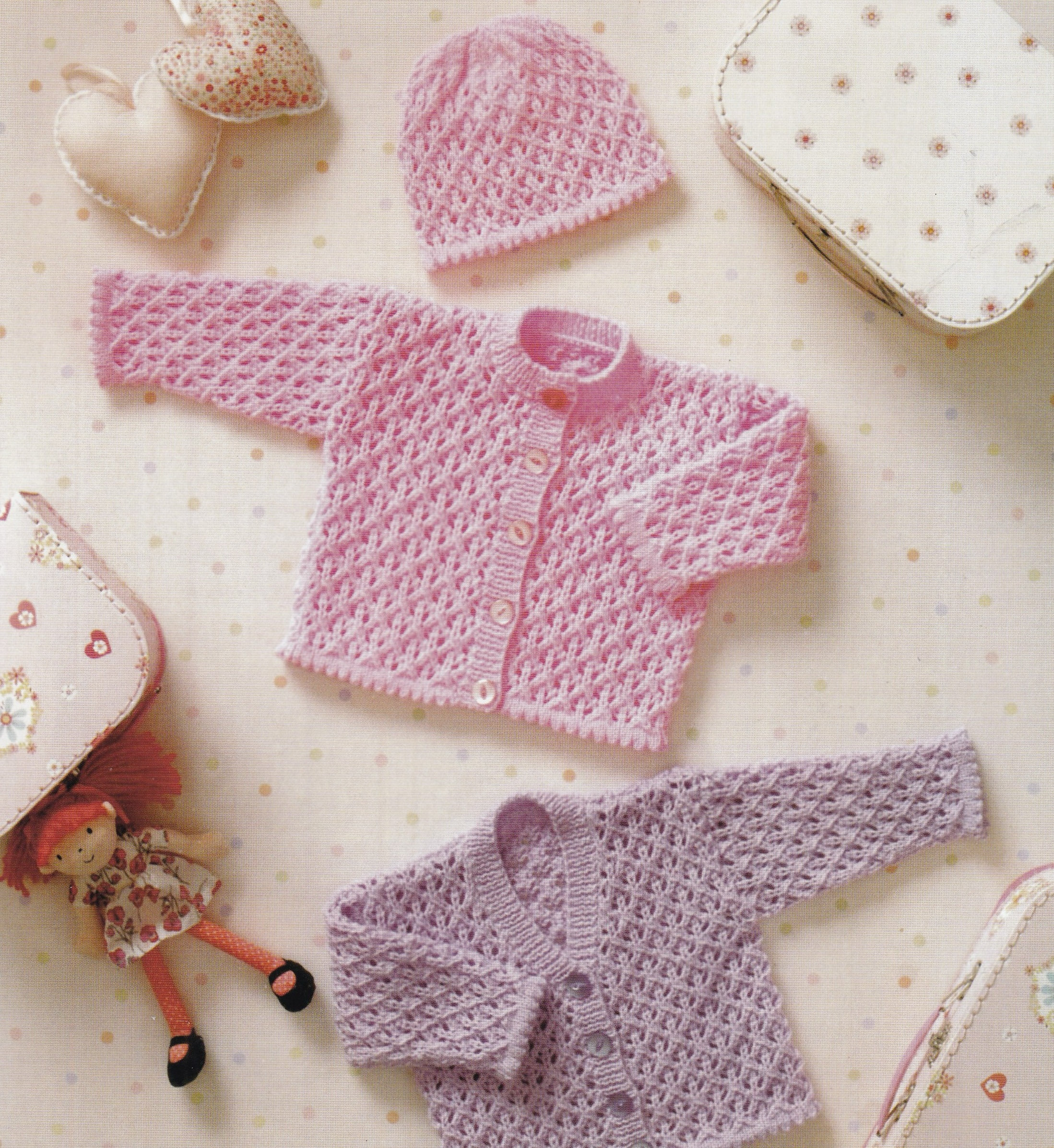 Knitting Pattern for Lovely Lace Stitch Baby Girls Cardigan and