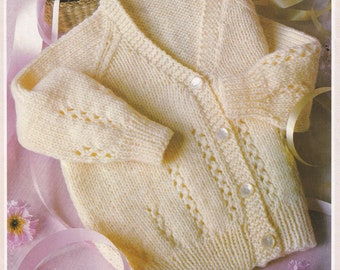 cute baby v neck cardigan knitting pattern PDF file