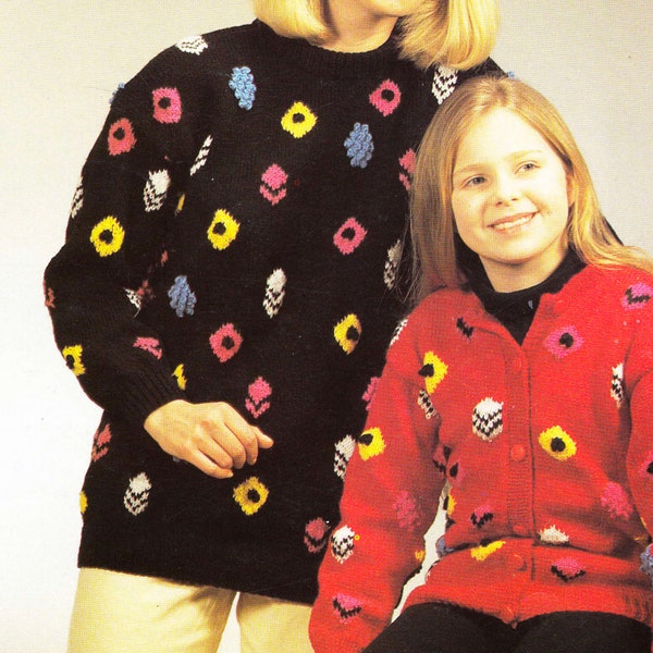 Liquorice Allsorts Sweater and Cardigan Vintage Knitting Pattern  - Instant Download