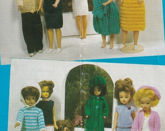 vintage knitting pattern for teenage doll clothes - Sindy Barbie etc