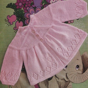 pretty baby cardigan vintage knitting pattern in 3 and 4 ply yarn