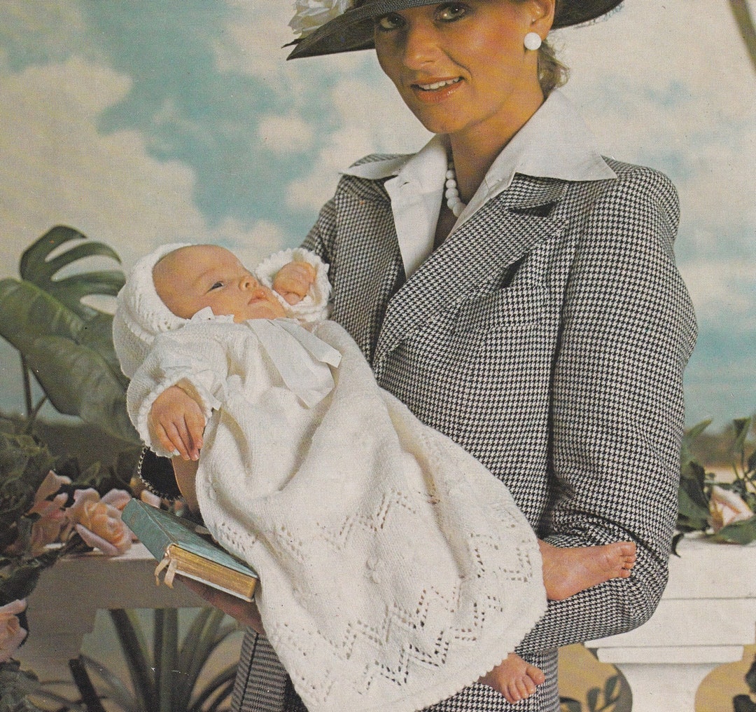 Vintage Baby Christening Robe and Bonnet in 4 Ply Yarn - Etsy