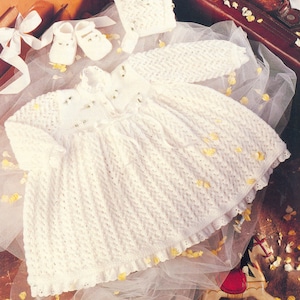 PDF Strickanleitung für Baby Kleid Schuhe und Mützenset