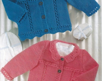 knitting pattern for baby to child cardigan with cute collar detail