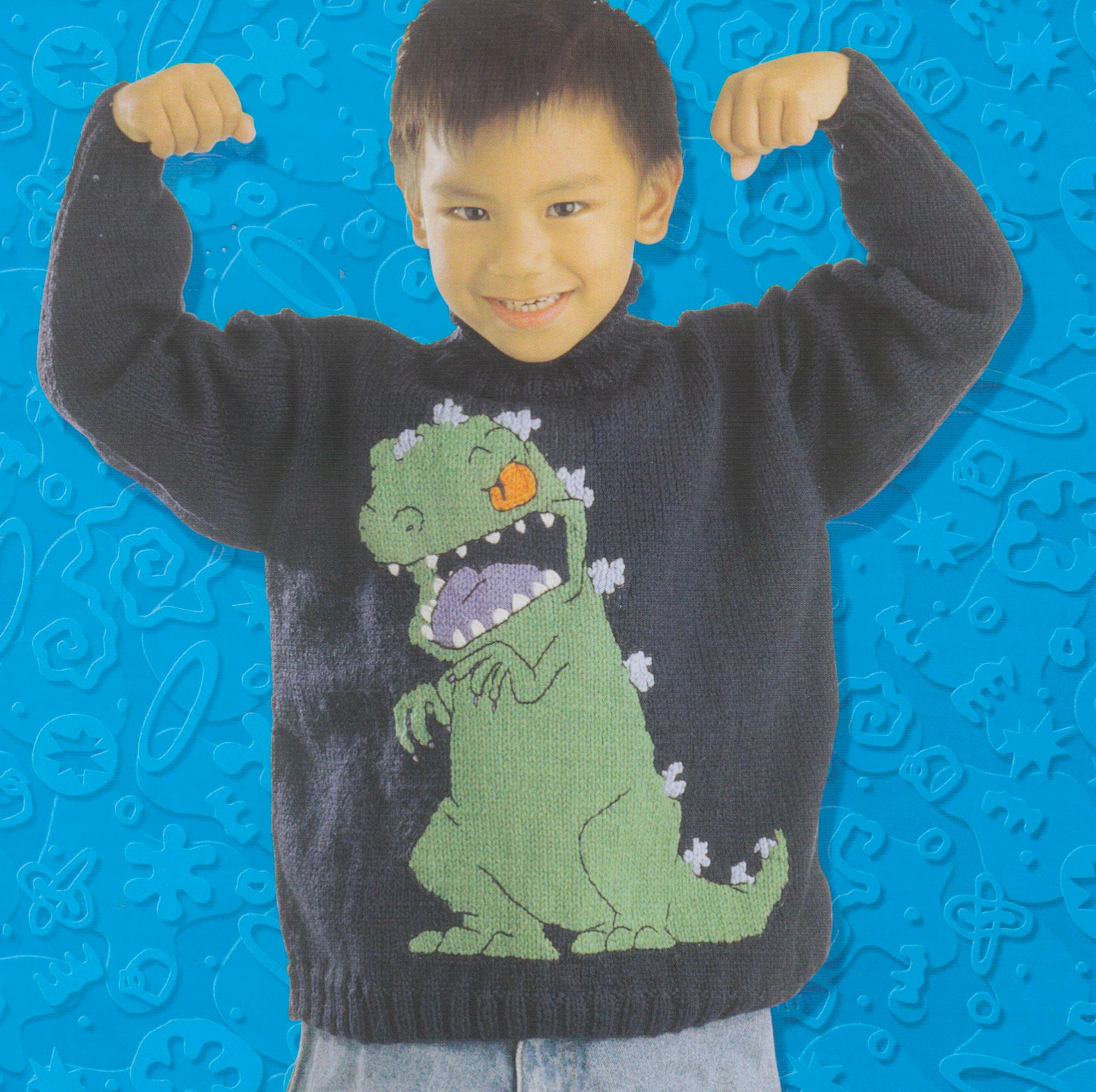 Reptar Dinosaur Sweater Jumper Knitting Pattern Instant Download