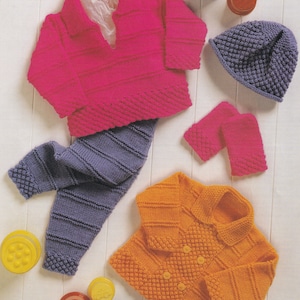 PDF knitting pattern for baby set with blackberry stitch edging