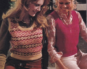 vintage knitting pattern for ladies gorgeous 1970s skinny slipover tops