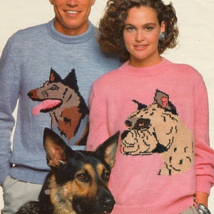 Dog Breeds Sweater Knitting Pattern - Boxer and Alsatian
