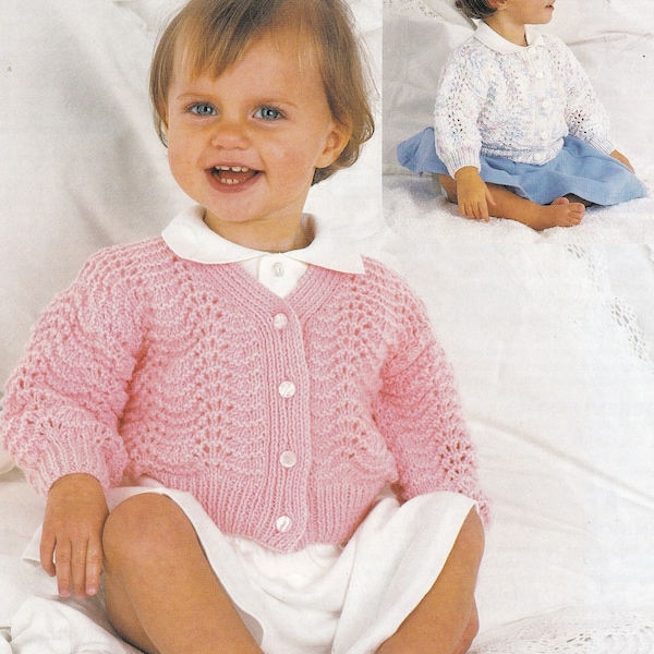 lovely baby girl feather and fan cardigan knitting pattern PDF file