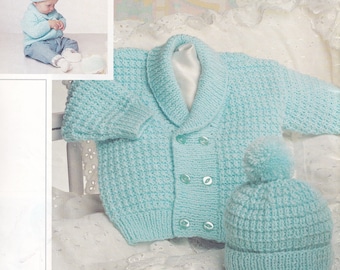 PDF knitting pattern for baby boy or girl jacket with cap set