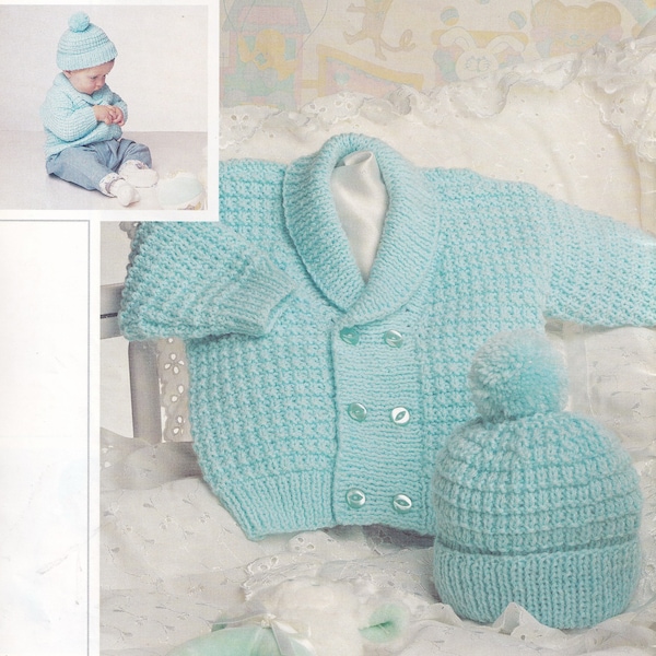 PDF knitting pattern for baby boy or girl jacket with cap set