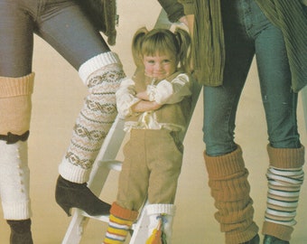 vintage knitting pattern for awesome leg warmers toddler child adult size - PDF instant download 1980s