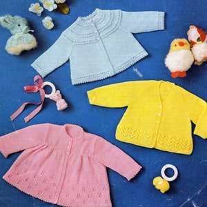 Vintage baby cardigans knitting pattern - 3 ply wool