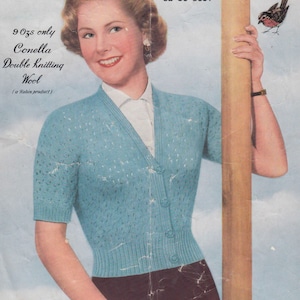 1950s cardigan vintage knitting pattern