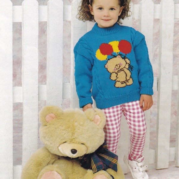 Forever Friends teddy bear jumper vintage knitting pattern for children