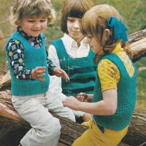 girls and boys slipover sweater top knitting pattern - instant download - vintage
