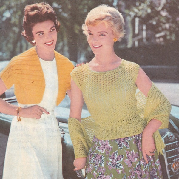 vintage knitting pattern for stunning ladies jumper stole and bolero top