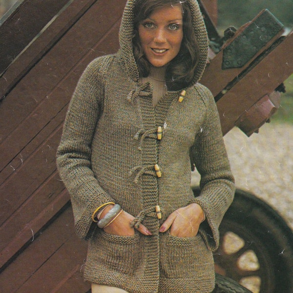 vintage knitting pattern for ladies gorgeous hooded duffle cardigan coat