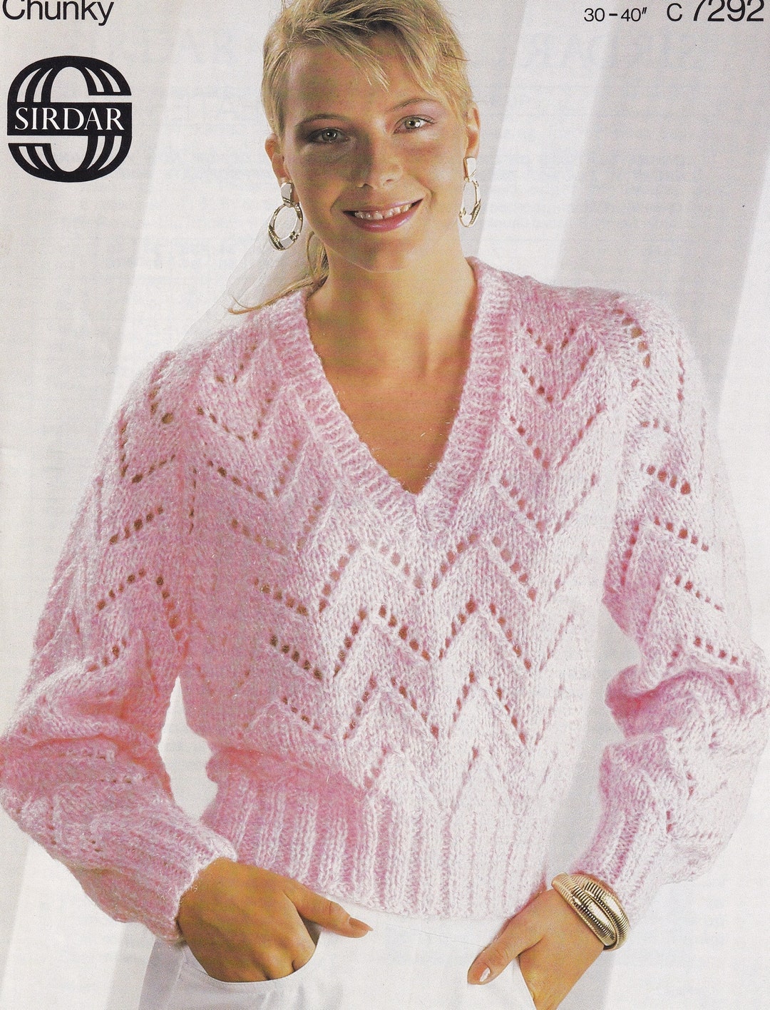 Chunky 1980s Sweater Knitting Pattern Instant Download Etsy Chunky 1980s Sweater Knitting Pattern Instant Download Etsy