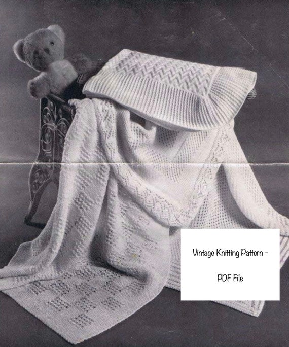 vintage knitting pattern for 4 beautiful traditional baby shawls
