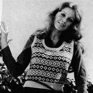 vintage knitting pattern for ladies gorgeous 1970s skinny slipover tops image 3