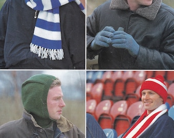 mens football supporter scarf and hat knitting pattern PDF file