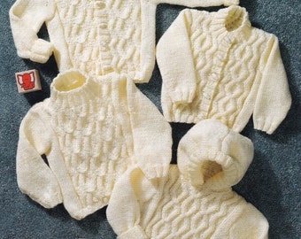 lovely baby and child aran sweaters and jacket PDF knitting pattern