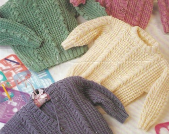 aran knitting pattern for baby to child aran jackets and sweater - PDF file