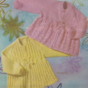 vintage Strickmuster für 4-fädige Baby Strickjacken Größe 3-6 Monate, sehr hübsche Baby Strickjacken, PDF-Download