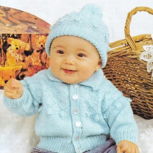 knitting pattern for baby boy cardigan and hat set, vintage pattern, PDF instant download