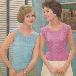 vintage knitting pattern for stunning ladies top in dk yarn - 1950s