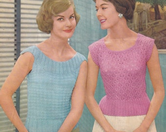 vintage knitting pattern for stunning ladies top in dk yarn - 1950s