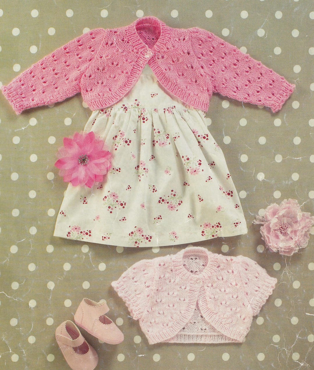 Vintage knitting pattern for baby girl bolero cardigan - long and