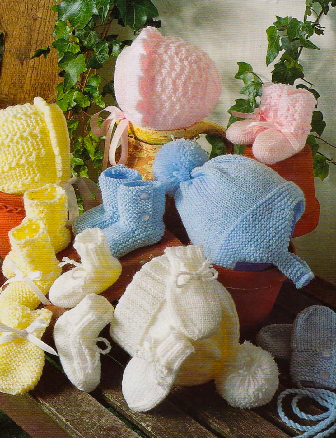 Knitting Pattern for Baby Booties Hat and Sets Includes