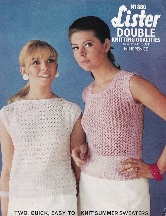 Vintage Knitting Pattern PDF for Ladies 1960s Easy to Knit Summer 