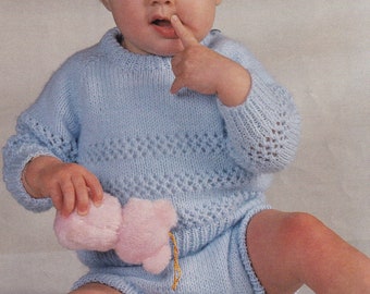 vintage baby boy knitting pattern PDF - sweater pants and socks