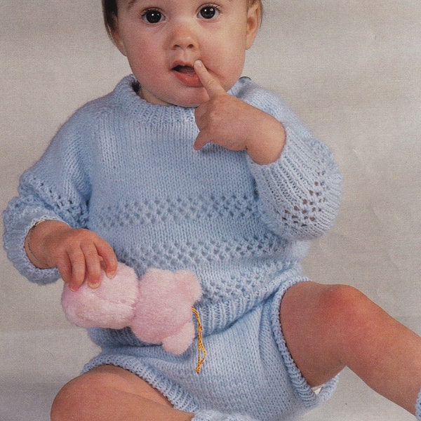 vintage baby boy knitting pattern PDF - sweater pants and socks