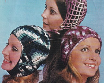 vintage crochet pattern for cool cloche hat and helmets - PDF instant download