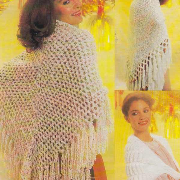 Chunky shawl and stole shrug knitting and crochet pattern - Instant download