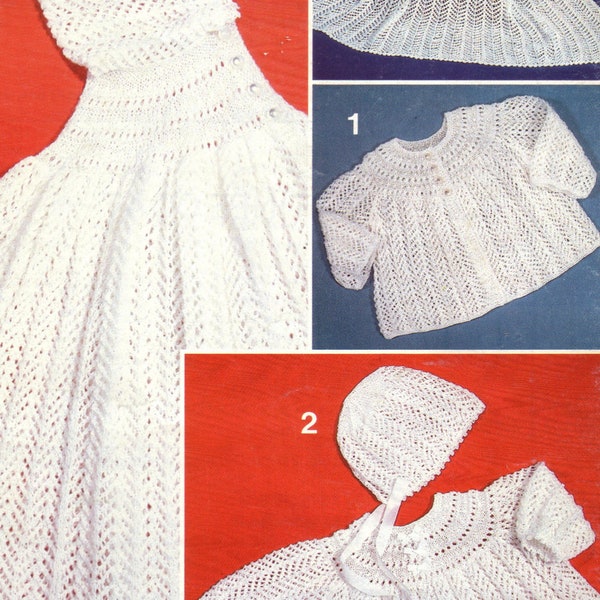 Vintage baby cape and cardigans knitting pattern - 2 ply wool