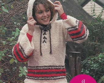 chunky ladies 1980s sweater vintage knitting pattern - Instant download
