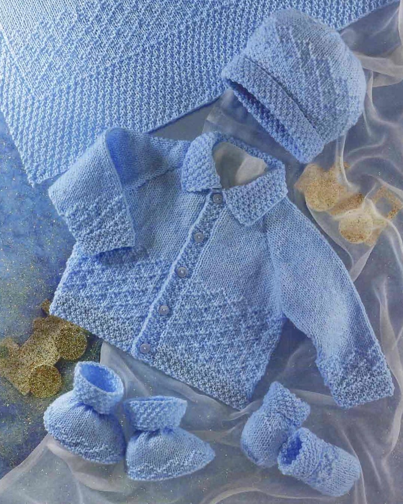 Knitting Pattern for Baby Boy Cardigan Blanket and Booties Set - Etsy